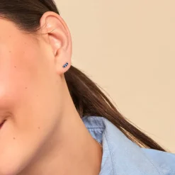 Boucles D'oreilles Puces Mai-ly Argent Blanc Spinelle