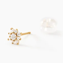 Boucles D'oreilles Puces Manus Or Jaune Oxyde De Zirconium