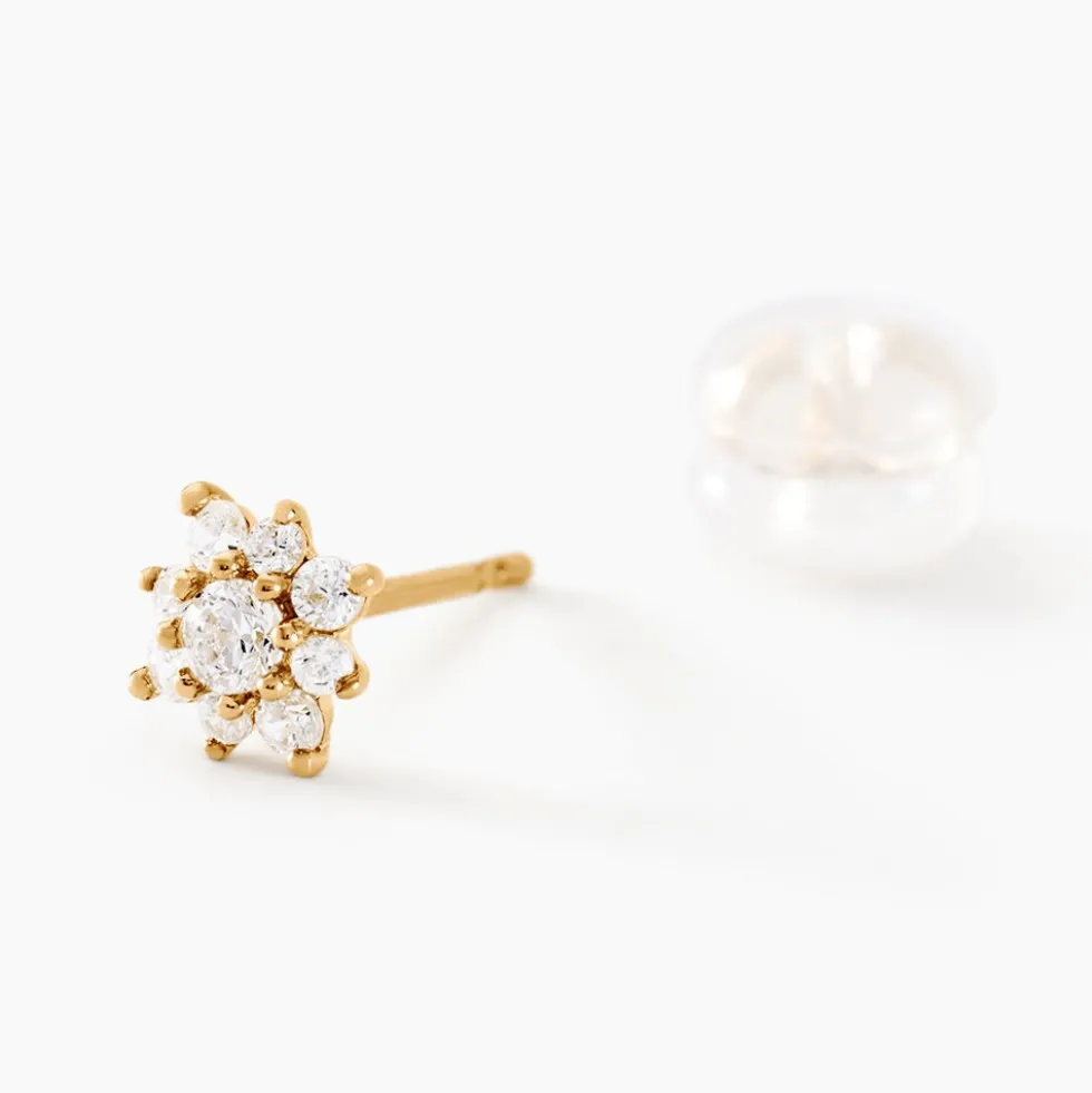 Boucles D'oreilles Puces Manus Or Jaune Oxyde De Zirconium