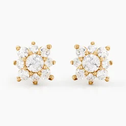Boucles D'oreilles Puces Manus Or Jaune Oxyde De Zirconium