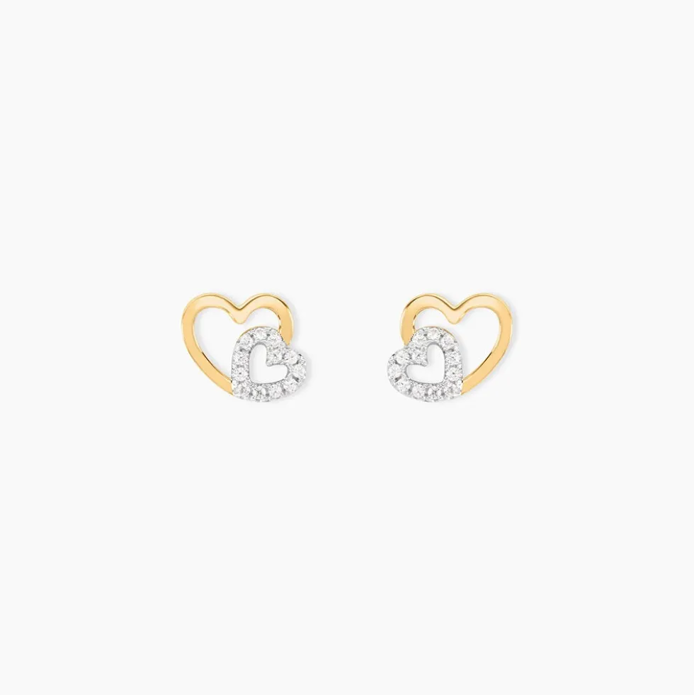 Boucles D'oreilles Puces Marineta Or Jaune Oxyde De Zirconium
