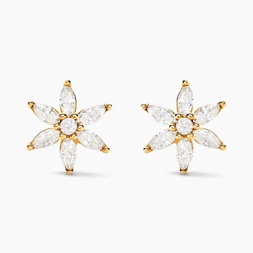 Boucles D'oreilles Puces Marijse Or Jaune Oxyde De Zirconium