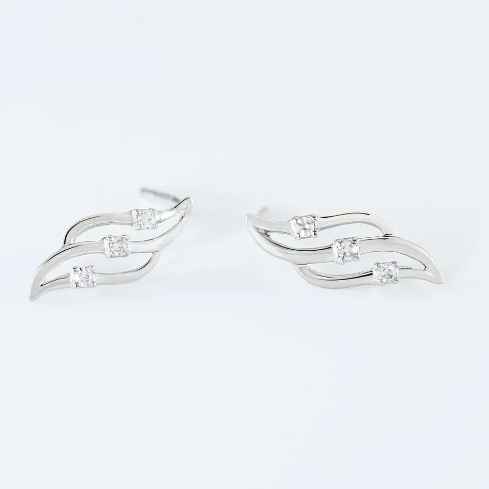 Boucles D'oreilles Puces Marnie Or Blanc Diamant
