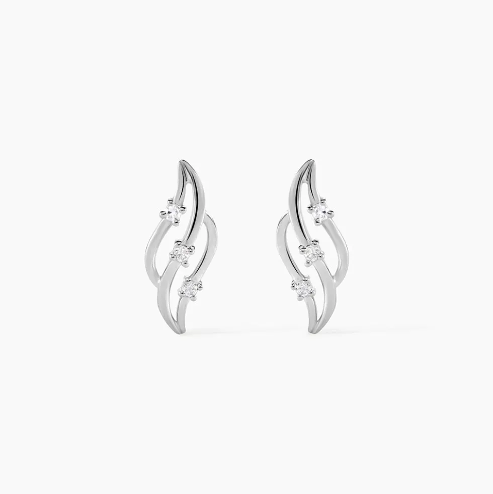 Boucles D'oreilles Puces Marnie Or Blanc Diamant