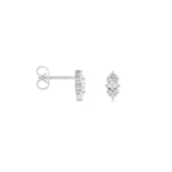 Boucles D'oreilles Puces Mascaret Argent Blanc Oxyde De Zirconium