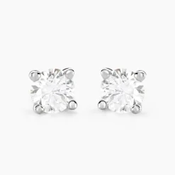 Boucles D'oreilles Puces Maurane Argent Blanc Diamant Synthétique