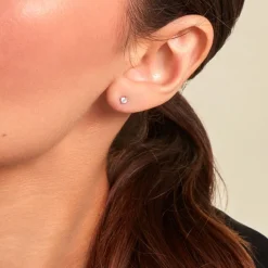 Boucles D'oreilles Puces Maurane Argent Blanc Diamant Synthétique