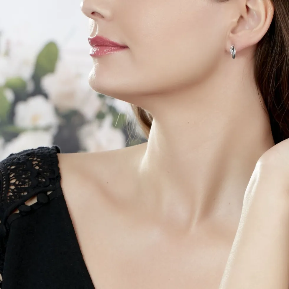 Boucles D'oreilles Puces Melinda Or Blanc Diamant