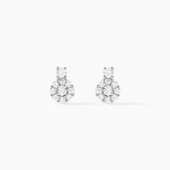 Boucles D'oreilles Puces Melyna Argent Blanc Oxyde De Zirconium