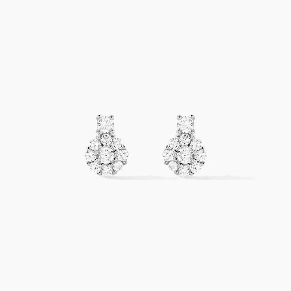 Boucles D'oreilles Puces Melyna Argent Blanc Oxyde De Zirconium