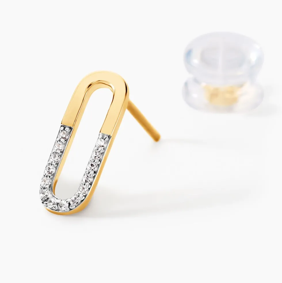 Boucles D'oreilles Puces Minimalist Chic Or Jaune Oxyde De Zirconium