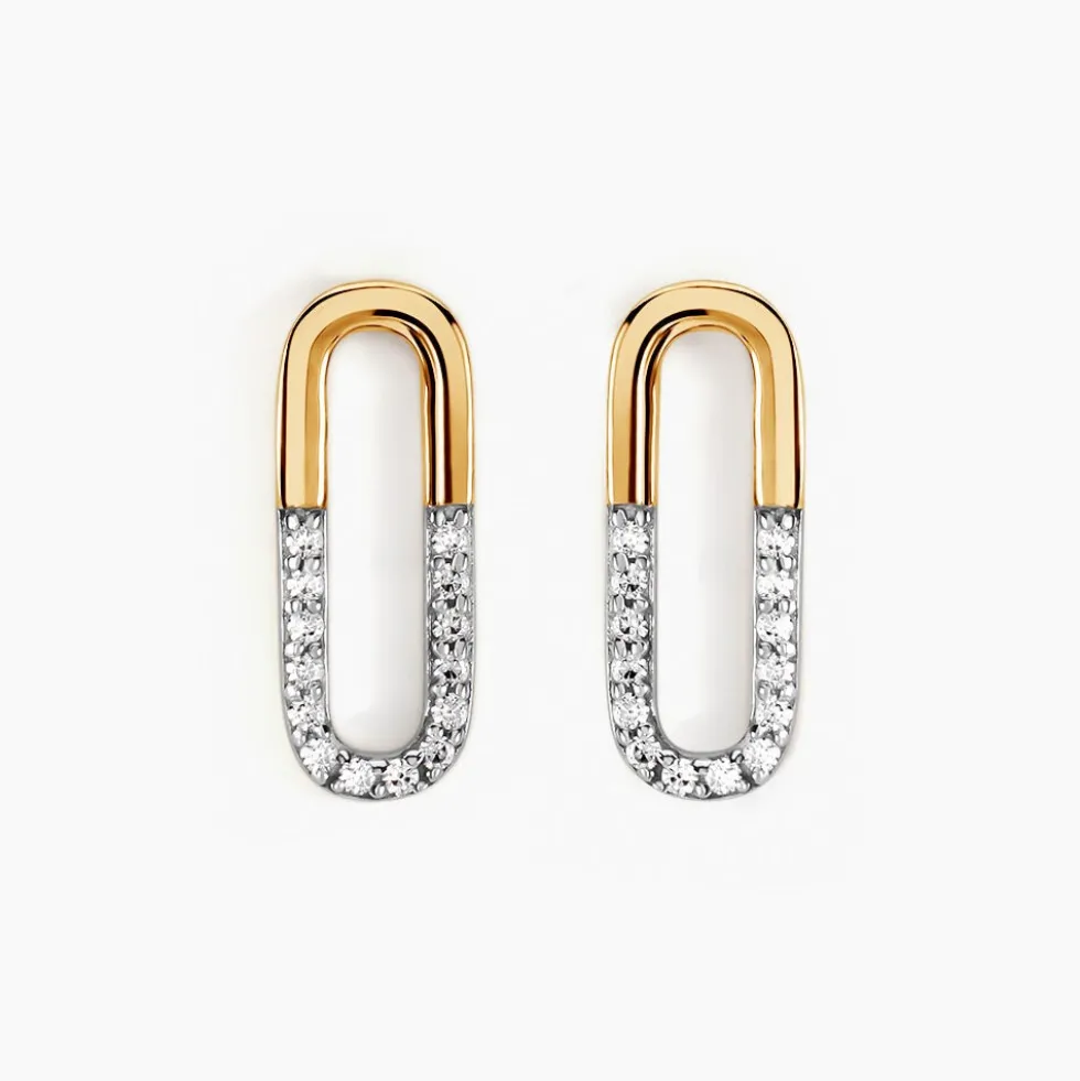 Boucles D'oreilles Puces Minimalist Chic Or Jaune Oxyde De Zirconium