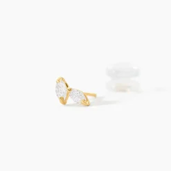 Boucles D'oreilles Puces Mix And Match Or Jaune Oxyde De Zirconium