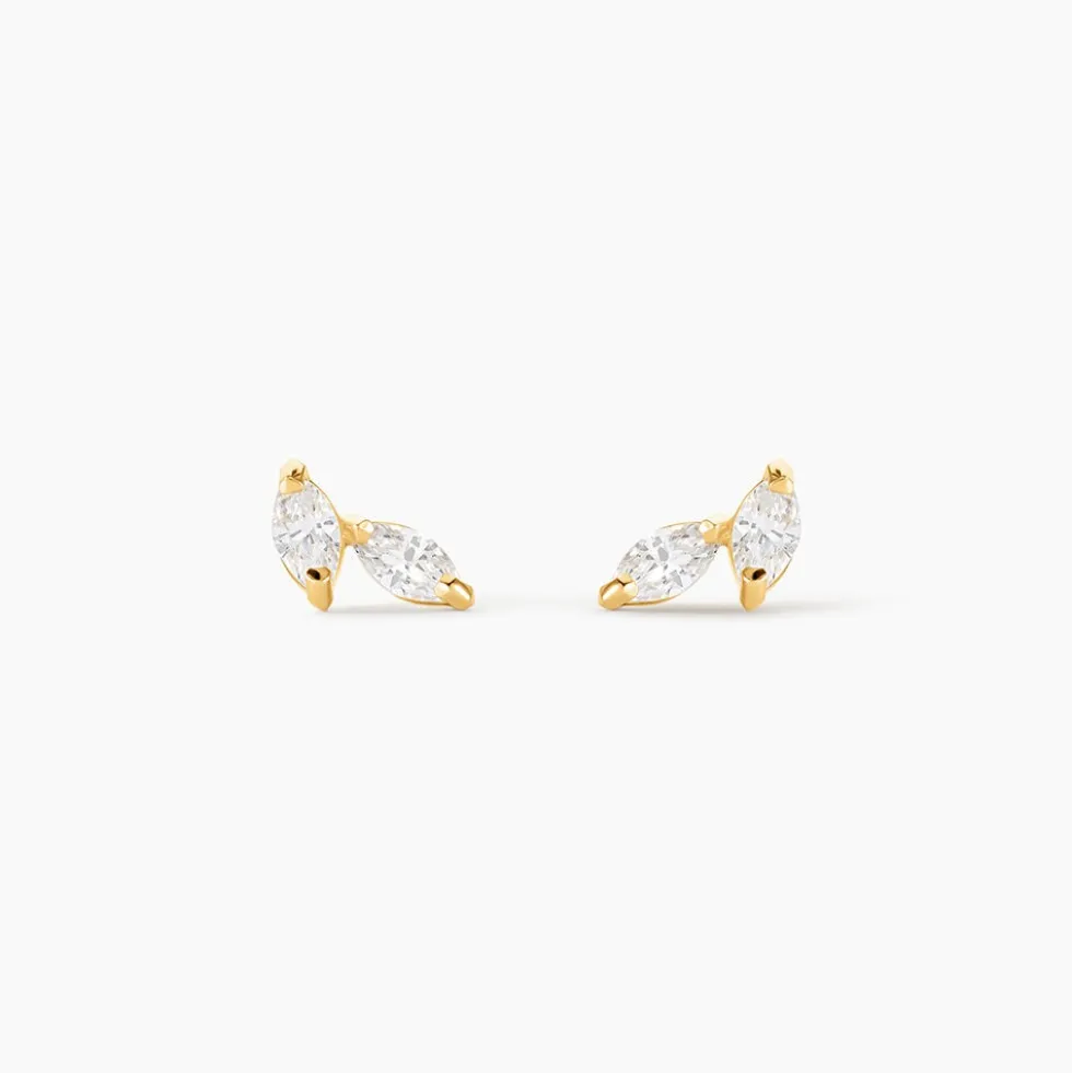 Boucles D'oreilles Puces Mix And Match Or Jaune Oxyde De Zirconium