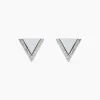 Boucles D'oreilles Puces Mori Argent Blanc Oxyde De Zirconium Et Nacre