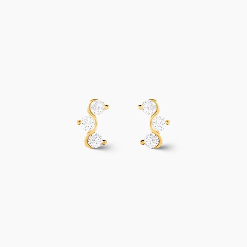 Boucles D'oreilles Puces Mureille Or Jaune Oxyde De Zirconium