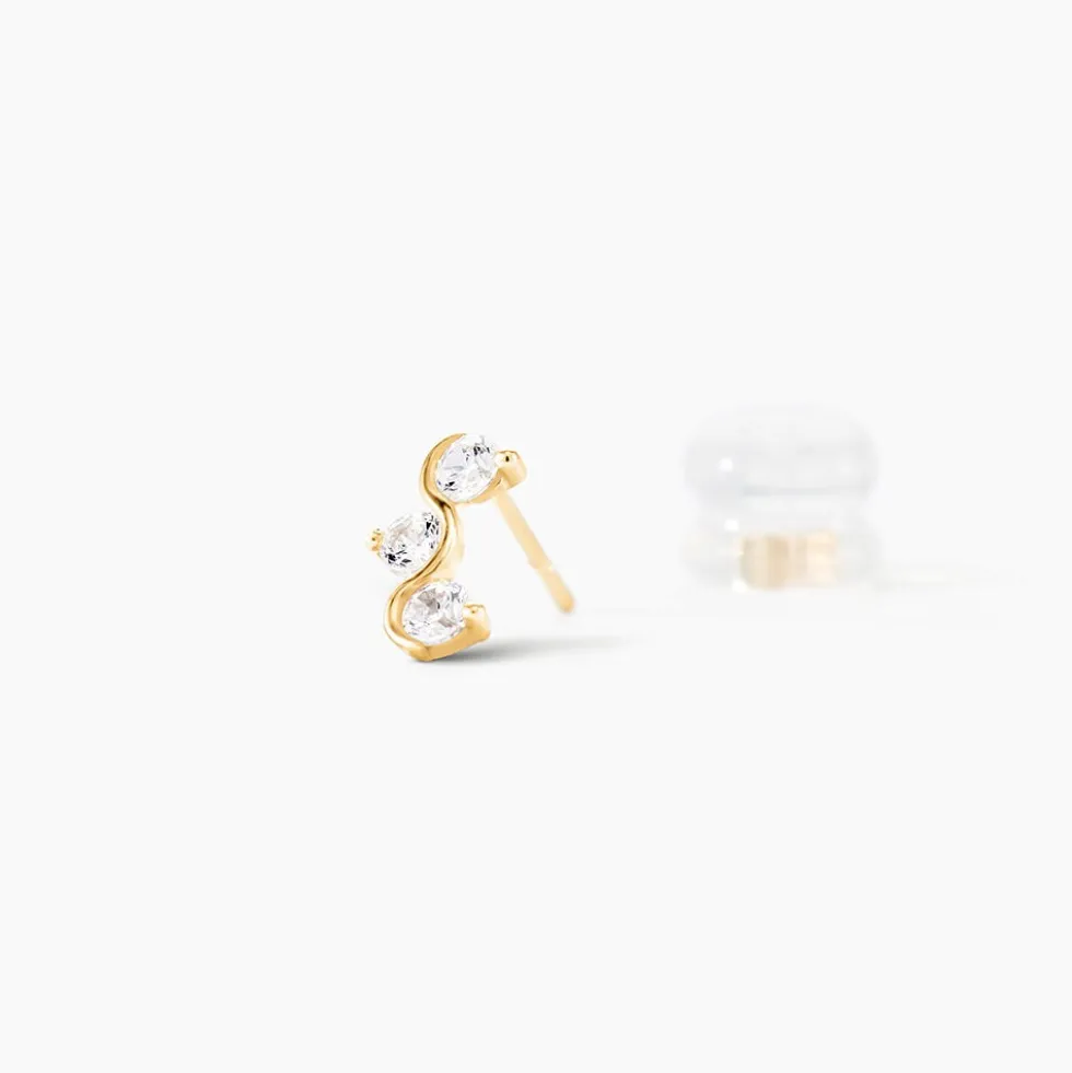 Boucles D'oreilles Puces Mureille Or Jaune Oxyde De Zirconium