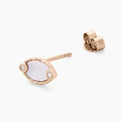 Boucles D'oreilles Puces Muse Argent Rose Nacre Oxyde