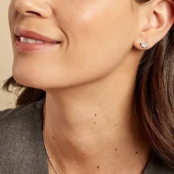 Boucles D'oreilles Puces Muse Argent Rose Nacre Oxyde