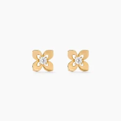 Boucles D'oreilles Puces Netuno Or Jaune Oxyde De Zirconium