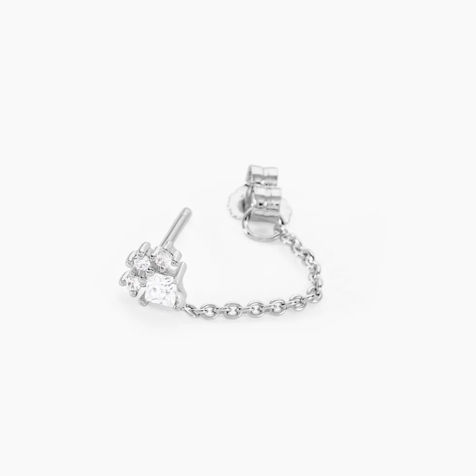 Boucles D'oreilles Puces Nimah Argent Blanc Oxyde De Zirconium