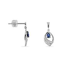 Boucles D'oreilles Puces Odila Or Blanc Saphir Et Diamant