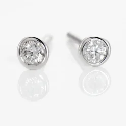 Boucles D'oreilles Puces Ofelia Or Blanc Diamant