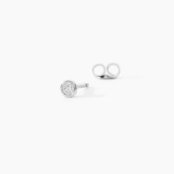 Boucles D'oreilles Puces Ofelia Or Blanc Diamant