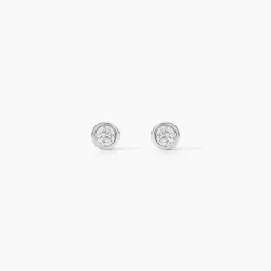 Boucles D'oreilles Puces Ofelia Or Blanc Diamant