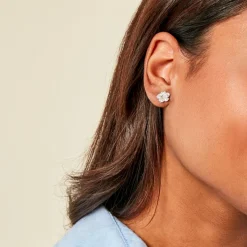 Boucles D'Oreilles Puces Olyss Argent Blanc