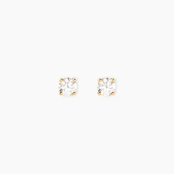 Boucles D'Oreilles Puces One Or Jaune Diamants