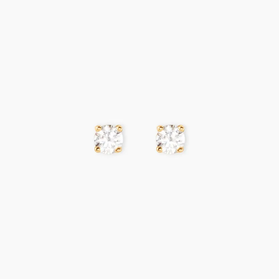 Boucles D'Oreilles Puces One Or Jaune Diamants