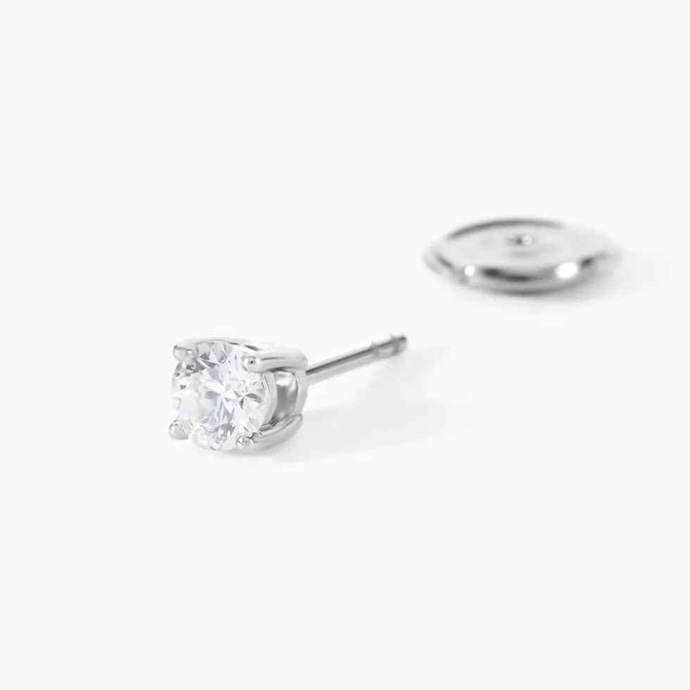 Boucles D'Oreilles Puces One Or Blanc Diamants