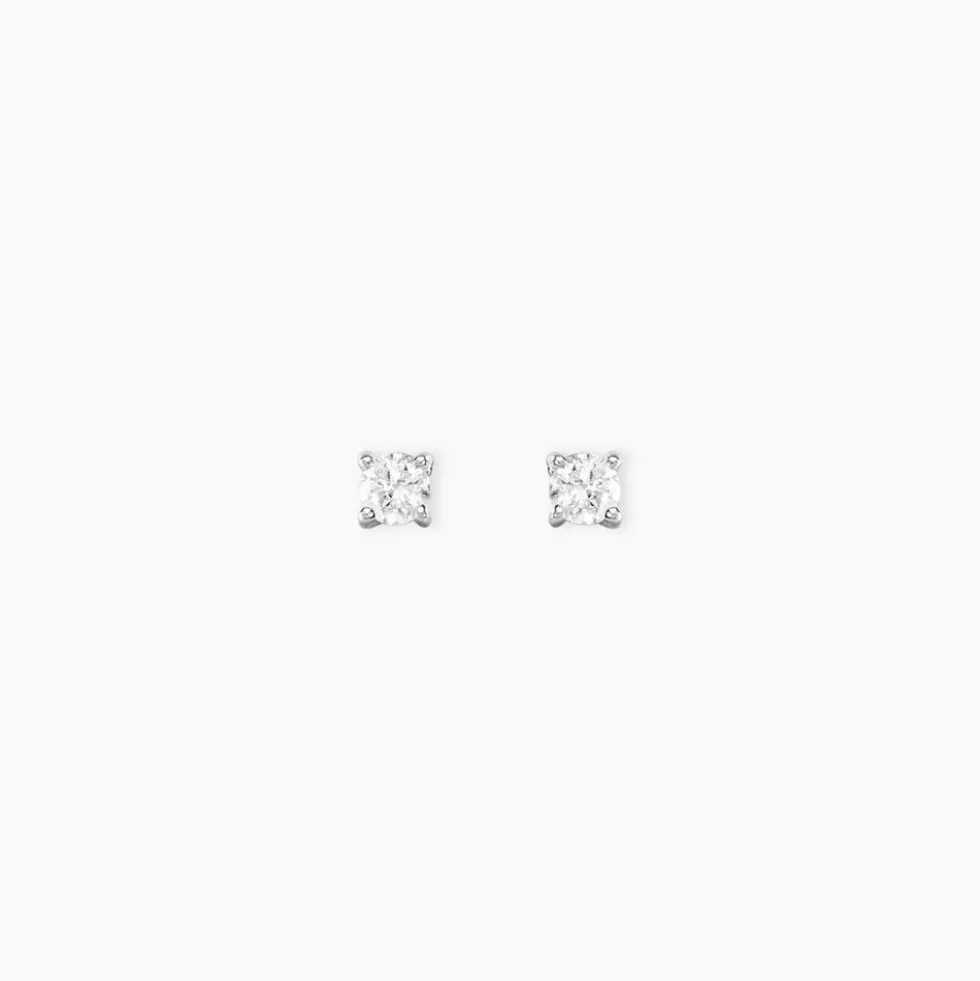 Boucles D'Oreilles Puces One Or Blanc Diamants
