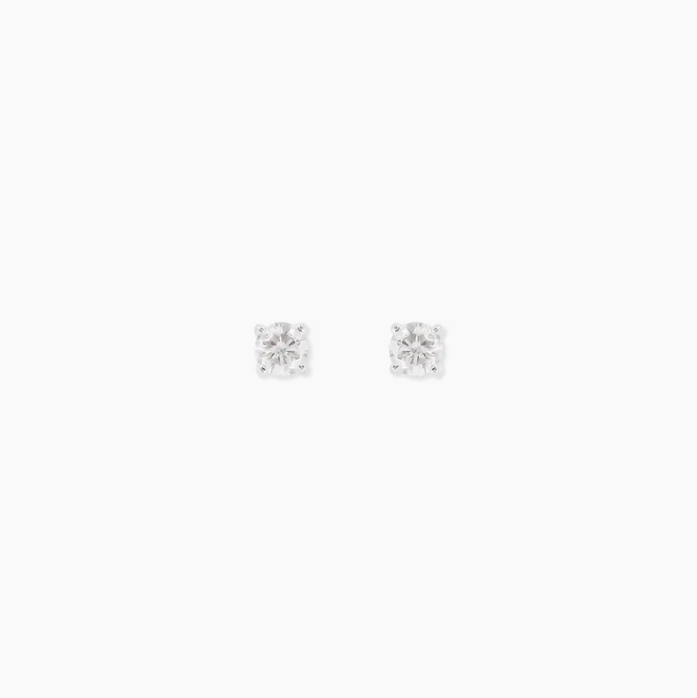 Boucles D'Oreilles Puces One Or Blanc Diamants