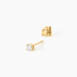 Boucles D'Oreilles Puces One Or Jaune Diamants