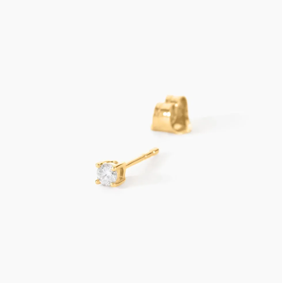 Boucles D'Oreilles Puces One Or Jaune Diamants