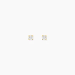 Boucles D'Oreilles Puces One Or Jaune Diamants