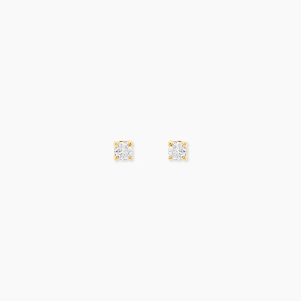 Boucles D'Oreilles Puces One Or Jaune Diamants