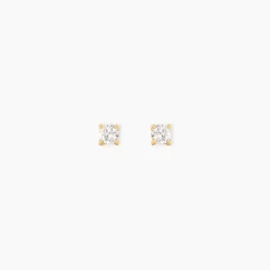 Boucles D'Oreilles Puces One Or Jaune Diamants