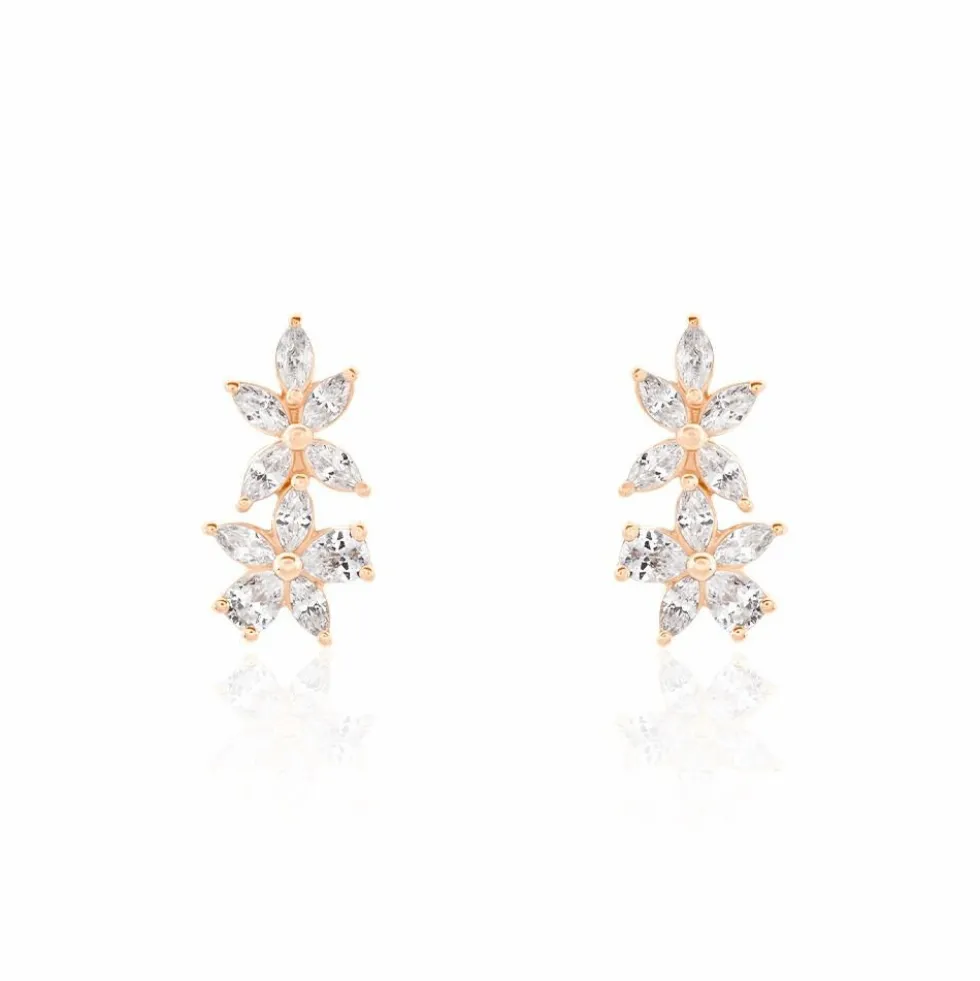 Boucles D'oreilles Puces Oralie Argent Rose Oxyde De Zirconium