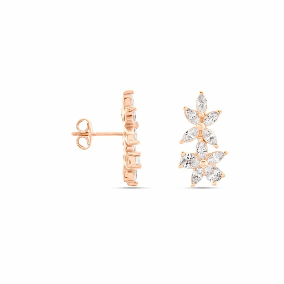 Boucles D'oreilles Puces Oralie Argent Rose Oxyde De Zirconium