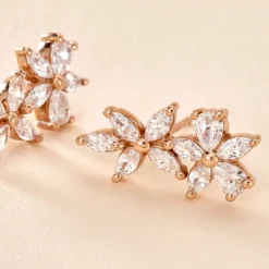 Boucles D'oreilles Puces Oralie Argent Rose Oxyde De Zirconium