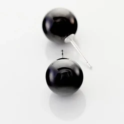 Boucles D'oreilles Puces Orbe Argent Blanc Céramique