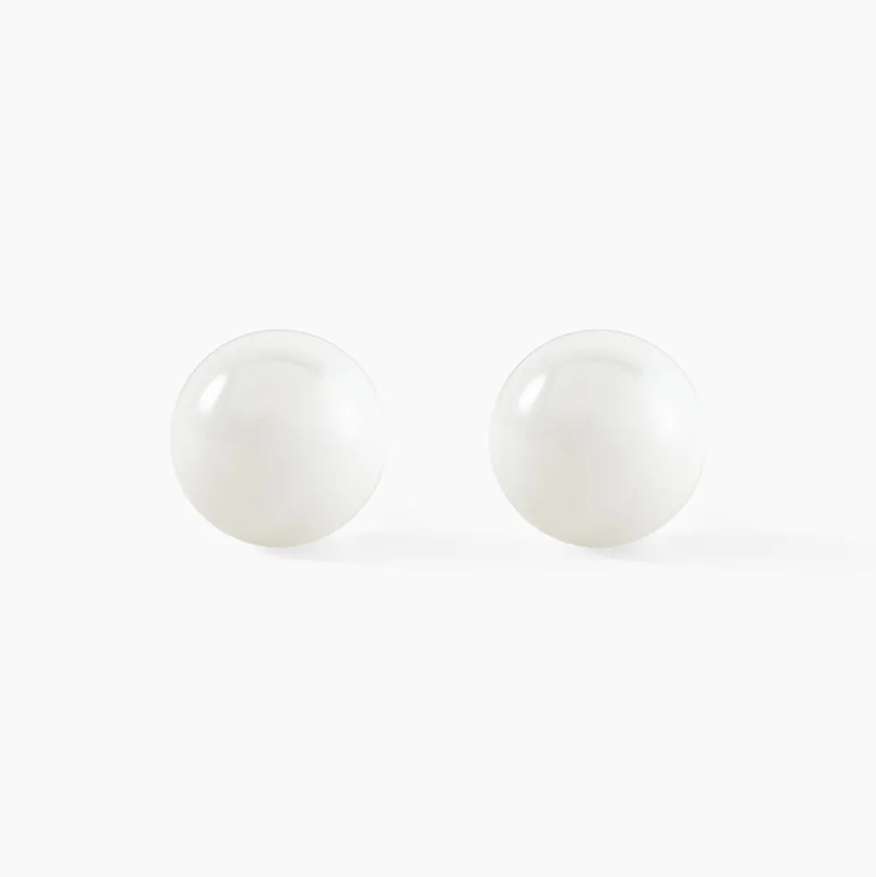 Boucles D'oreilles Puces Orbe Argent Blanc Céramique