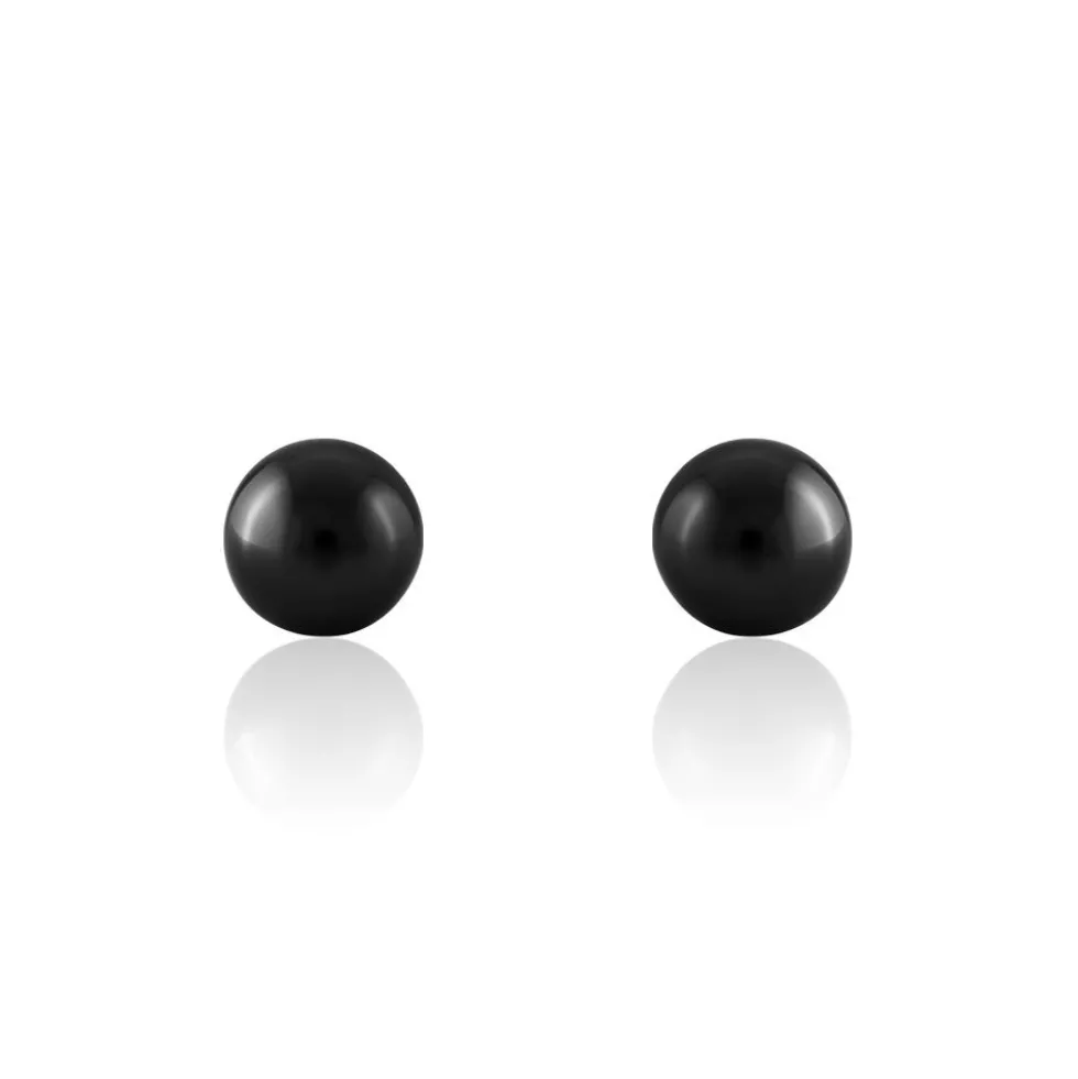 Boucles D'oreilles Puces Orbe Argent Blanc Céramique