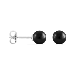 Boucles D'oreilles Puces Orbe Argent Blanc Céramique