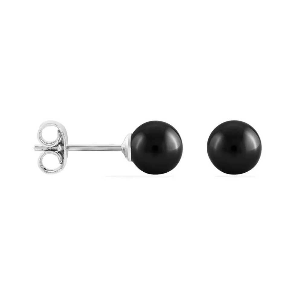 Boucles D'oreilles Puces Orbe Argent Blanc Céramique