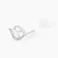 Boucles D'oreilles Puces Or Blanc Lydia Oxydes De Zirconium