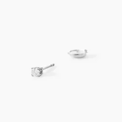 Boucles D'oreilles Puces Or Blanc Victoria Diamants